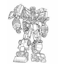 Coloriage Transformers robot formé de véhicules de chantier