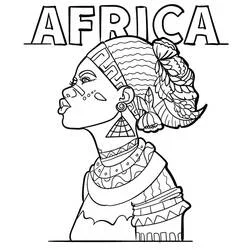 Coloriage Femme africaine avec bijoux tribaux et foulard