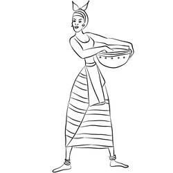 Coloriage Femme africaine portant un bol