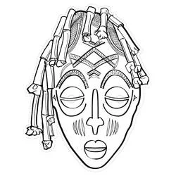 Coloriage Masque africain aux mèches tressées