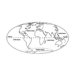 Illustration au trait Carte du Monde (Géographie et Lieux) #179911 prête à colorier