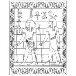 Coloriage Pharaons égyptiens marchant avec des sceptres