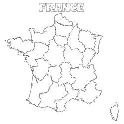 Coloriage Carte de France avec la Corse dans le coin