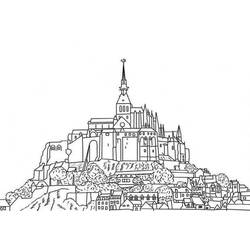 Coloriage Mont Saint-Michel et son abbaye sur le rocher