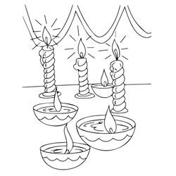 Coloriage Bougies et lampes diya de Diwali