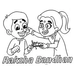 Coloriage Raksha Bandhan frère et sœur en célébration