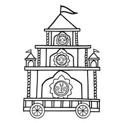 Coloriage Char du Ratha Yatra à trois niveaux
