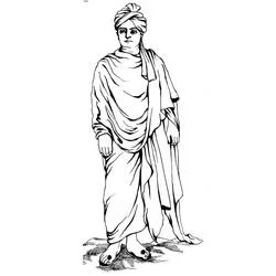 Coloriage Swami Vivekananda debout en tenue traditionnelle