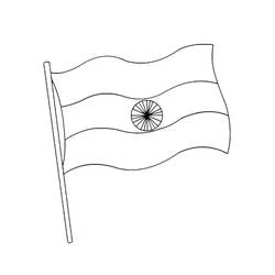 Coloriage Drapeau de l’Inde flottant sur sa hampe