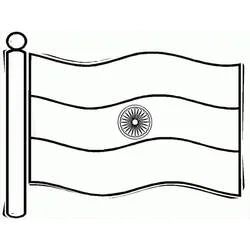 Coloriage Drapeau de l'Inde flottant sur son mât