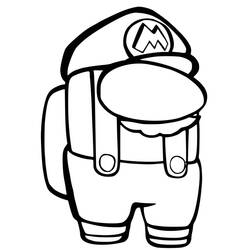 Coloriage Among Us costume de Mario