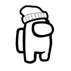 Coloriage Among Us avec un bonnet