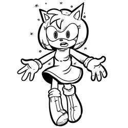 Coloriage Amy Rose entourée d'étincelles