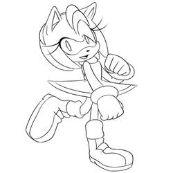 Coloriage Amy Rose courant les poings levés