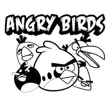 Coloriage Angry Birds groupe avec logo