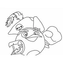 Coloriage Angry Birds pirate tenant une carte au trésor