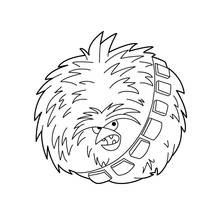 Coloriage Angry Birds Chewbacca à la fourrure et à la ceinture
