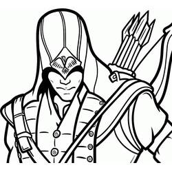 Coloriage Assassin's Creed guerrier avec arc et flèches
