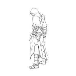 Coloriage Assassin's Creed guerrier encapuchonné de profil