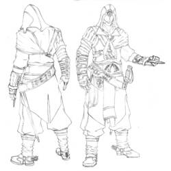 Coloriage Personnage Assassin's Creed vu de deux angles