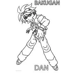 Coloriage Dan Kuso dans une pose dynamique de Bakugan