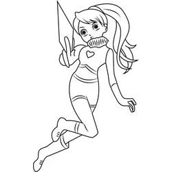 Coloriage Julie Makimoto volant avec une carte Bakugan