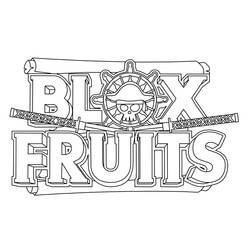 Coloriage Blox Fruits logo avec crâne et sabres croisés