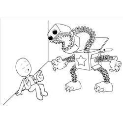 Coloriage Boxy Boo effrayant un personnage tombé