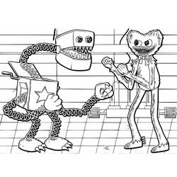 Coloriage Boxy Boo face à Huggy Wuggy