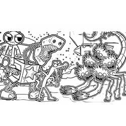 Coloriage Boxy Boo entouré de créatures étranges