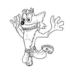 Coloriage Crash Bandicoot sautant les bras levés