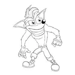 Coloriage Crash Bandicoot dans une pose dynamique