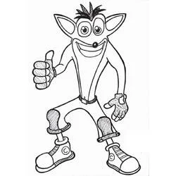 Coloriage Crash Bandicoot faisant un signe de pouce levé