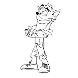 Coloriage Crash Bandicoot debout les bras croisés