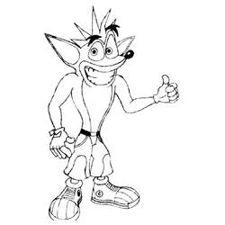 Coloriage Crash Bandicoot fait un signe pouce levé