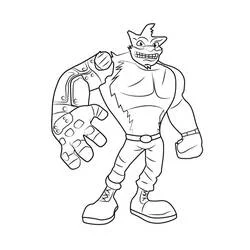 Coloriage Crunch de Crash Bandicoot bras robotique levé