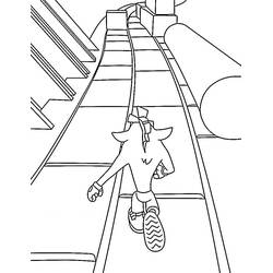 Coloriage Crash Bandicoot courant sur un pont en bois
