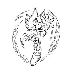 Coloriage Dark Sonic bondissant dans une aura d'énergie