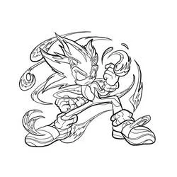 Coloriage Dark Sonic en position de combat