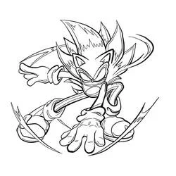 Coloriage Dark Sonic en position d'attaque