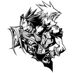 Coloriage Cloud, Zack et Sephiroth de profil