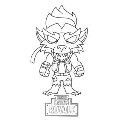 Coloriage Fortnite personnage loup en position debout