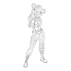 Coloriage Fortnite personnage à tête d'ours en pose