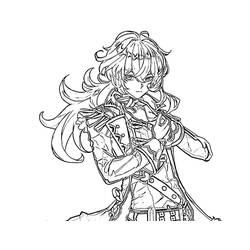 Coloriage Diluc ajustant son manteau orné
