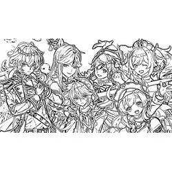 Coloriage Groupe de personnages Genshin Impact