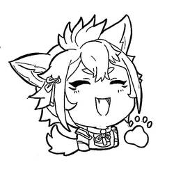 Coloriage Gorou visage chibi souriant