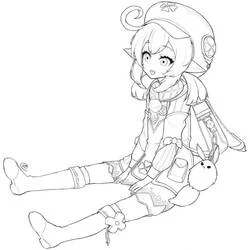 Coloriage Klee assise avec sa bombe pyro