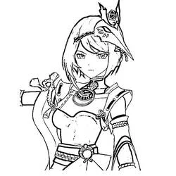 Coloriage Kujou Sara en armure de tengu