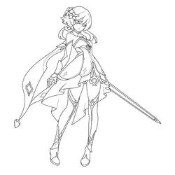 Coloriage Lumine debout avec son épée