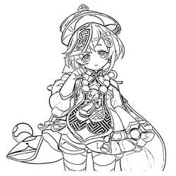 Coloriage Qiqi debout avec son collier de perles